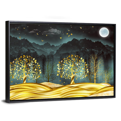 Golden Moon Jungle Landscape Wall Art