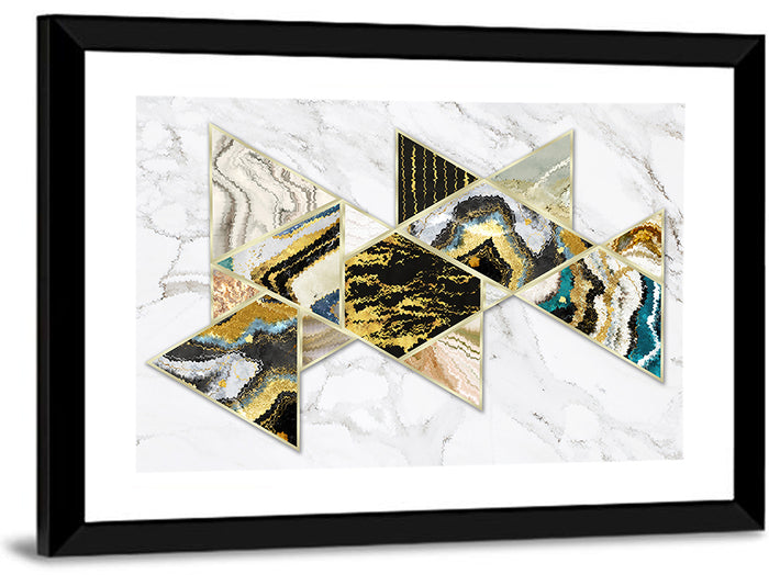 Marble Swirl Triangles Wall Art as a framed print