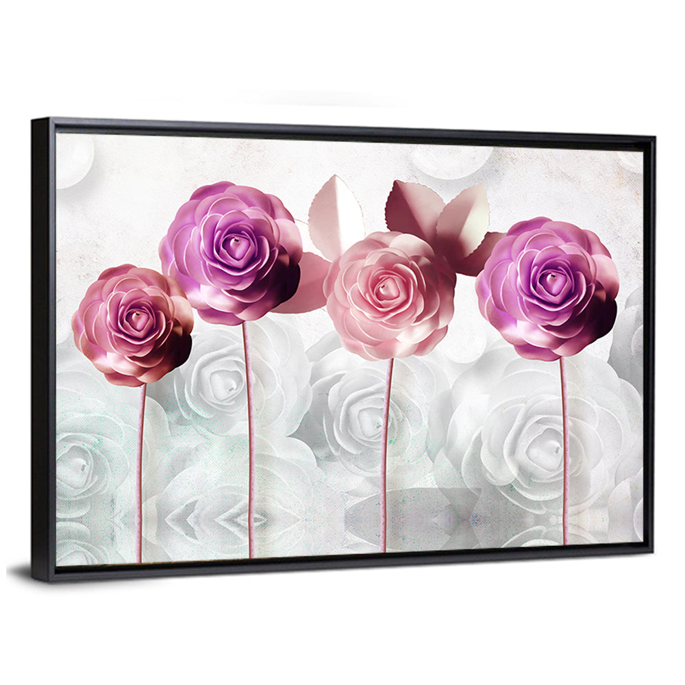 3d Quartet of Roses Wall Art