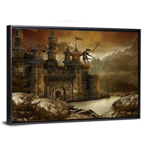 Dragon Over Fairytale Castle Wall Art