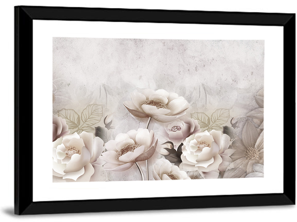 Layered White Roses Wall Art