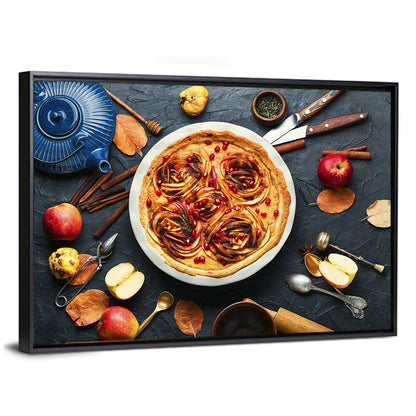 Apple Tart with Blue Teapot Wall Art