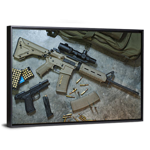 Assualt Rifle & Pistol With Ammo Wall Art