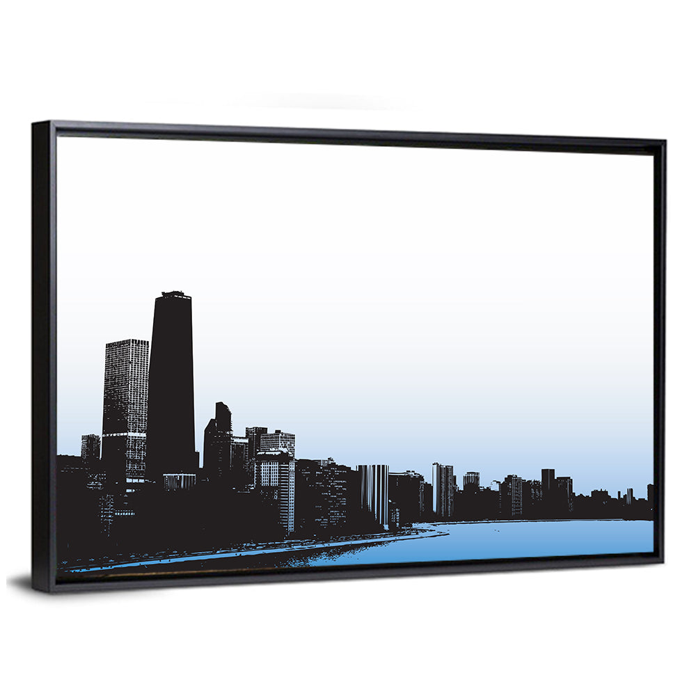 Chicago Skyline Blue Reflection Wall Art