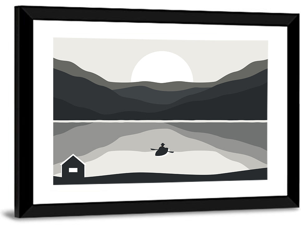 Fisherman at Mountain Lake Wall Art