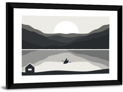 Man Fishing Vector Illustration Wall Art