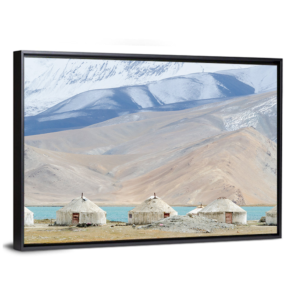 Yurts In Mountain At Karakul Lake Wall Art
