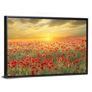 Poppy Field On Sunset Wall Art