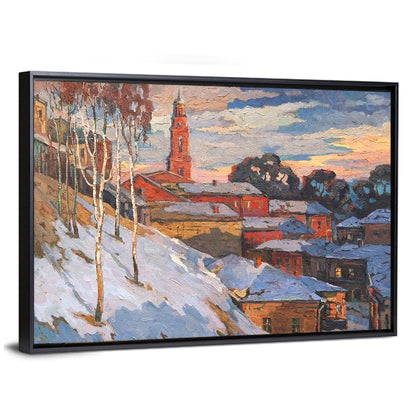 Winter Cityscape at Sunset Wall Art