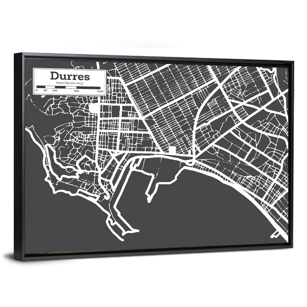 Durres City Map Wall Art