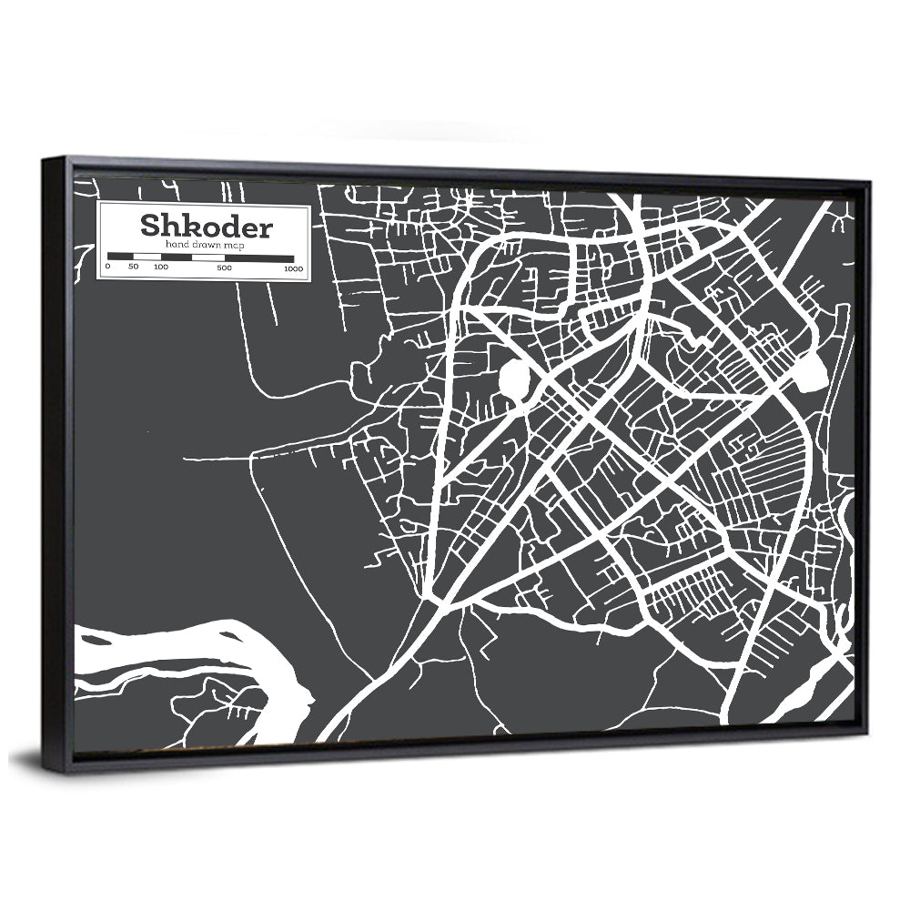 Shkoder City Map Albania Wall Art