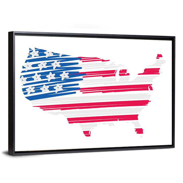 United States Flag Map Wall Art