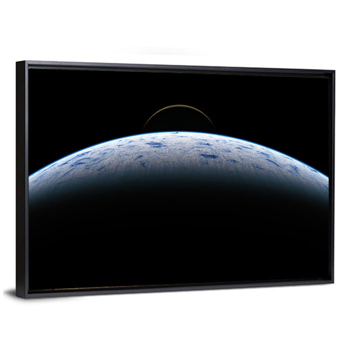 Earth and Moon from Orbit Wall Art as a framed canvas