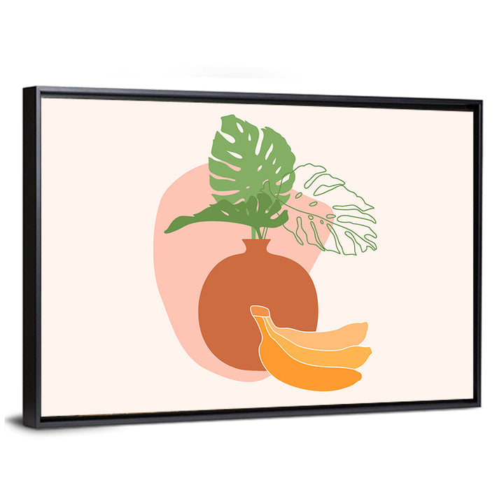 Monstera and Bananas Still Life Wall Art