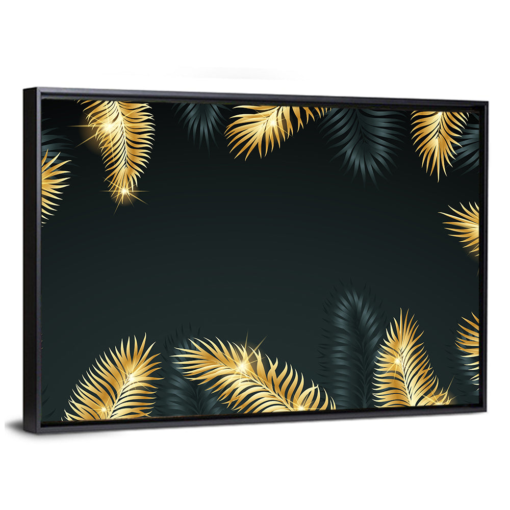 Golden Tropical Palm Leaves Wall Art