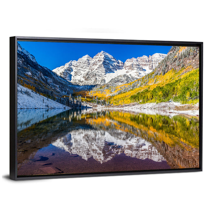 Maroon Bells, Colorado Wall Art as a framed canvas