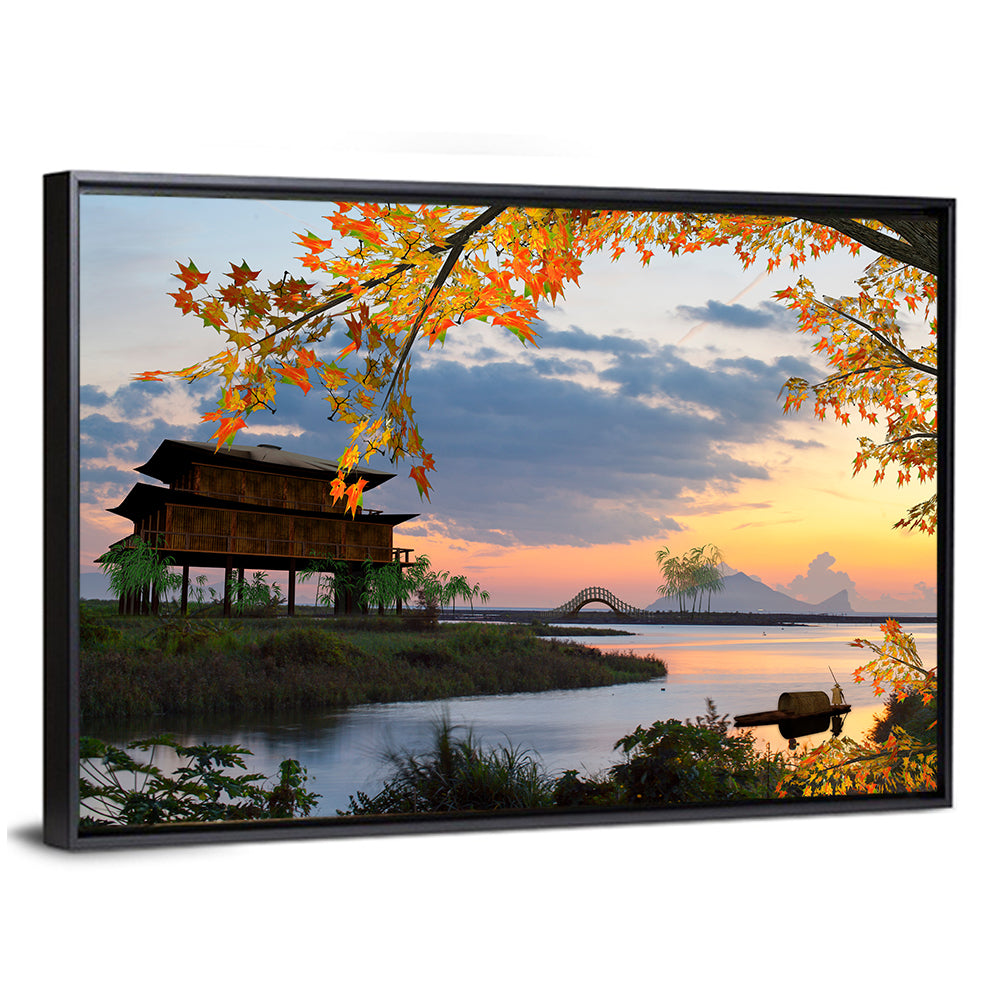 Chinese Lakeside at Dusk Wall Art