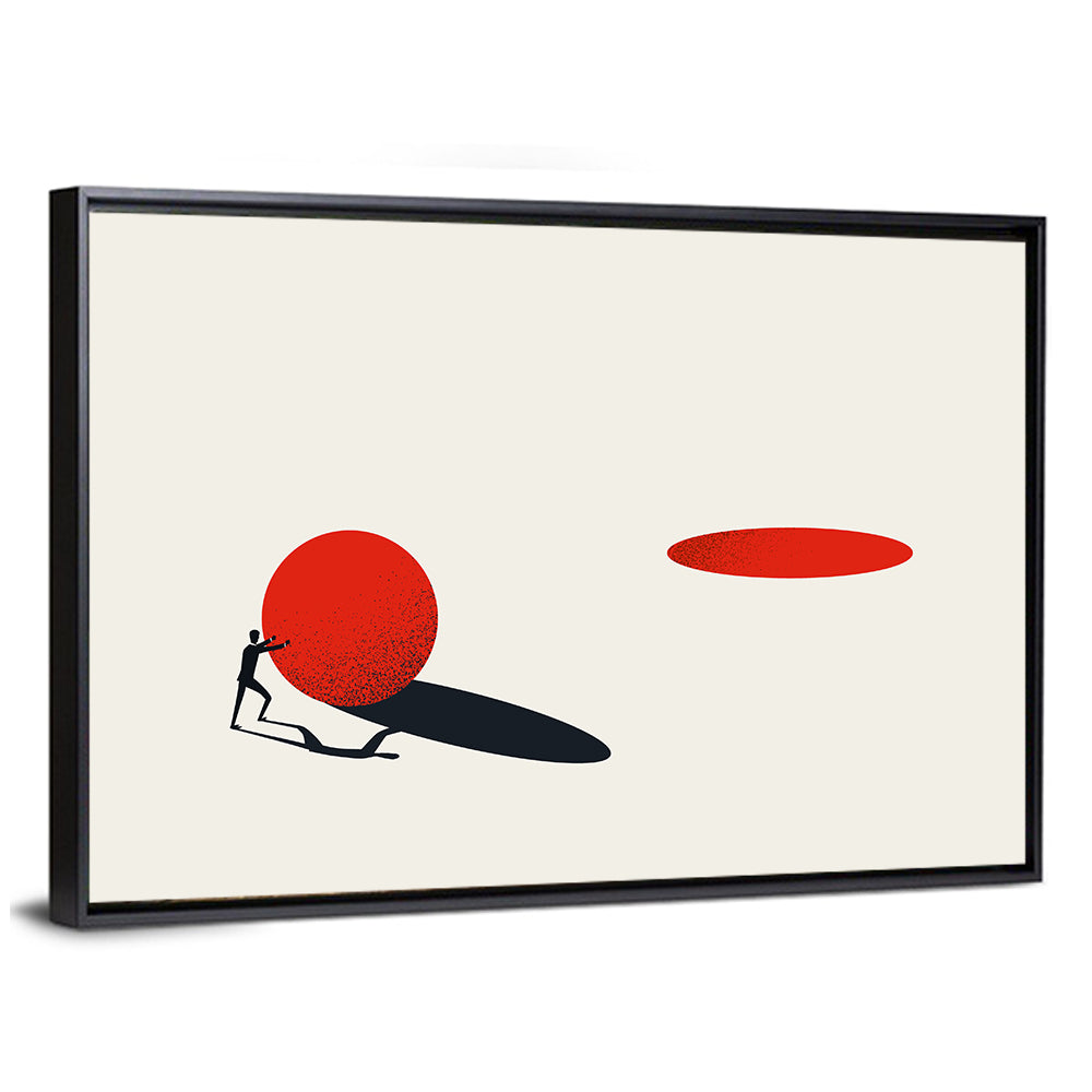 Man Pushing Sphere Wall Art
