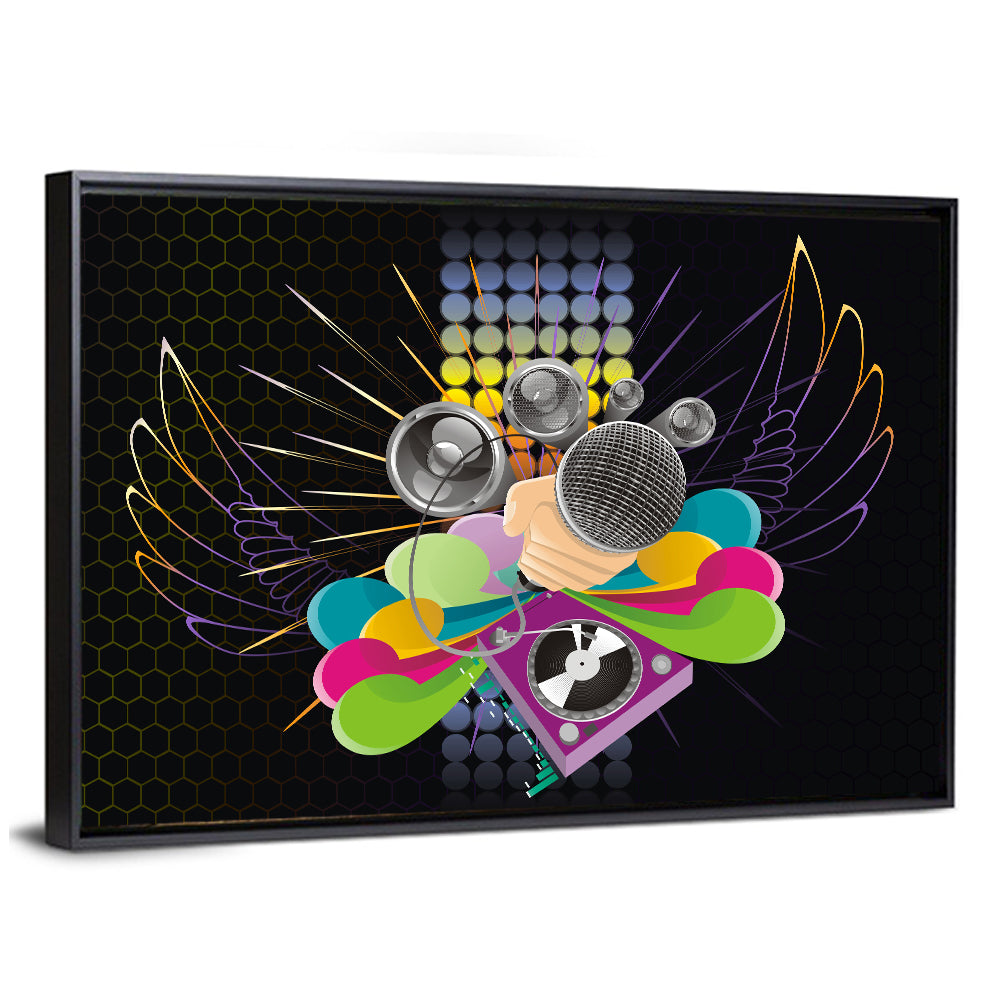 Vibrant Dj Microphone Abstract Wall Art