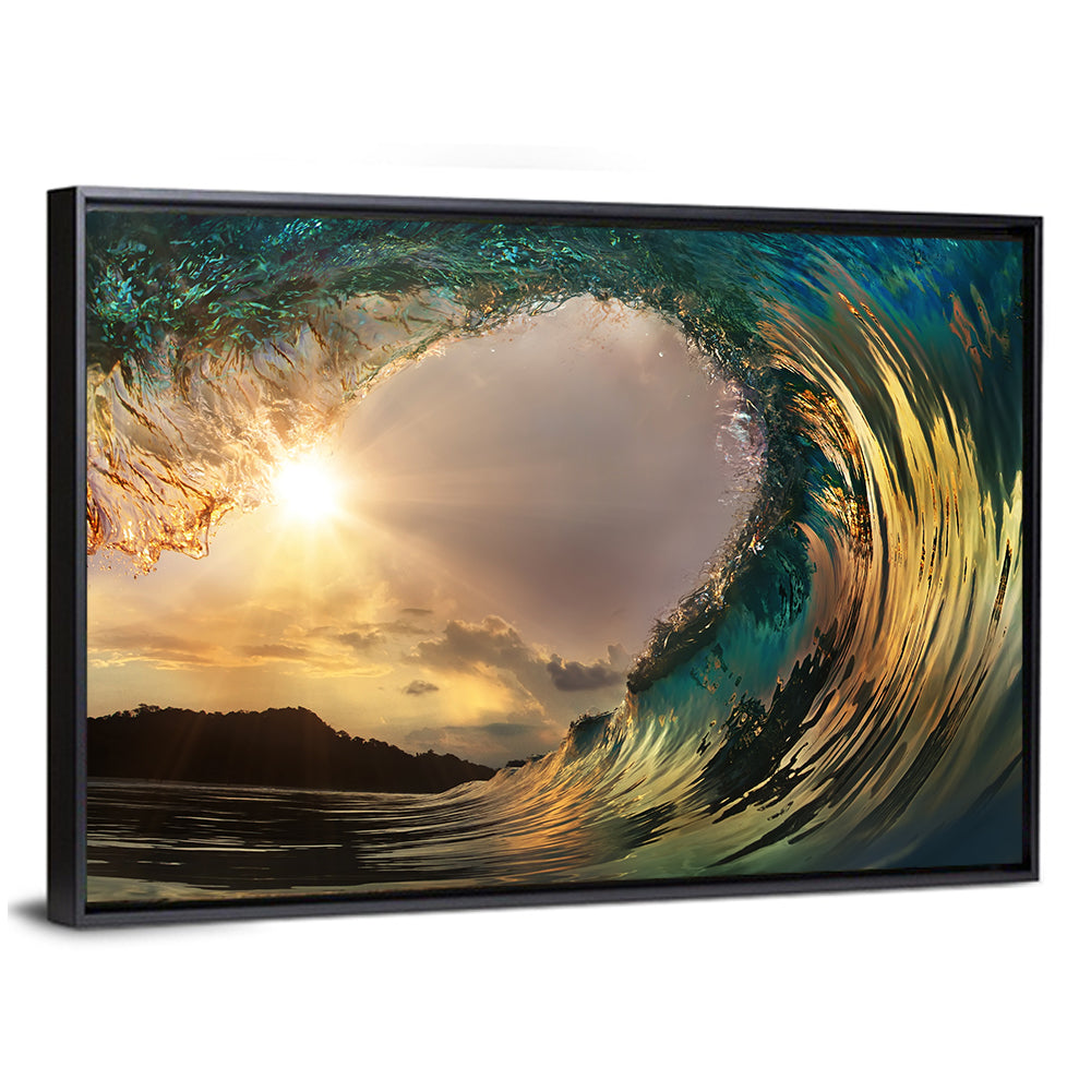 Beautiful Surfing Wave Sunset Wall Art