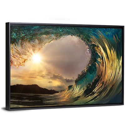 Beautiful Surfing Wave Sunset Wall Art