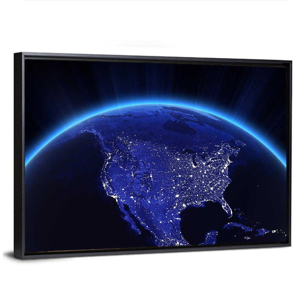 North America City Lights at Night Wall Art
