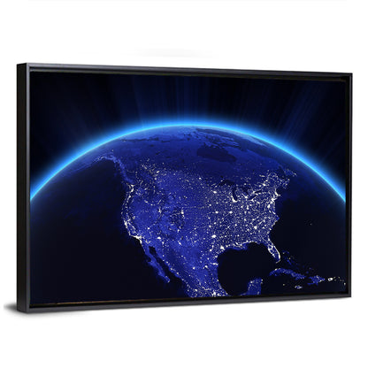 USA City Lights At Night Wall Art