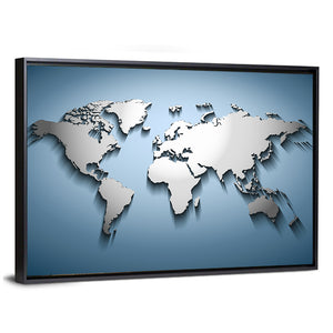 Bluish World Map Wall Art