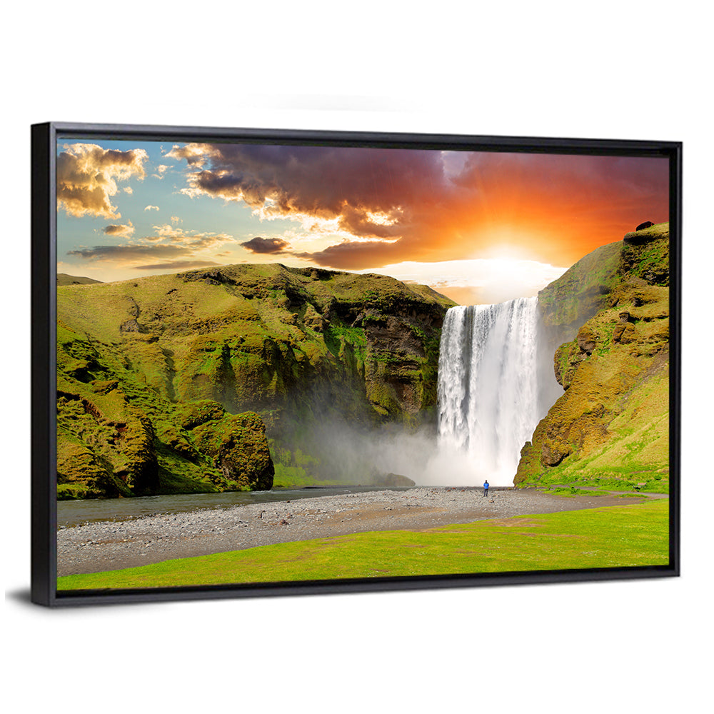 Skógafoss at Sunset, Iceland Wall Art