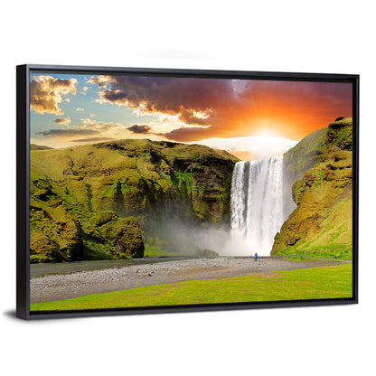 Skógafoss at Sunset, Iceland Wall Art
