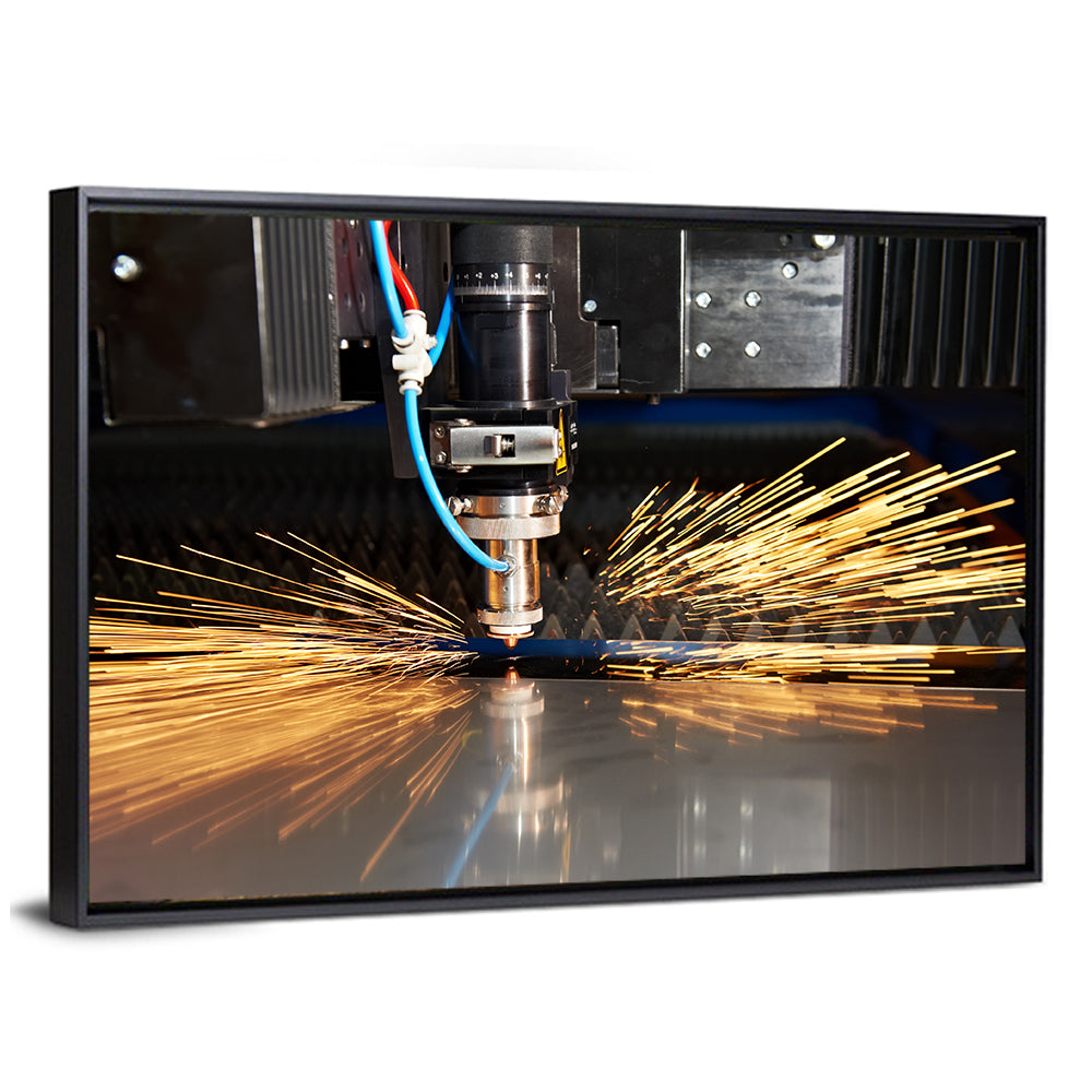 Laser Cutter Sparks on Metal Wall Art
