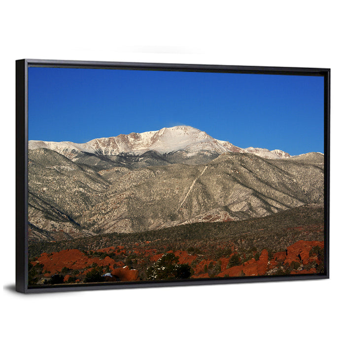 Pikes Peak Mountain Range Wall Art as a framed canvas