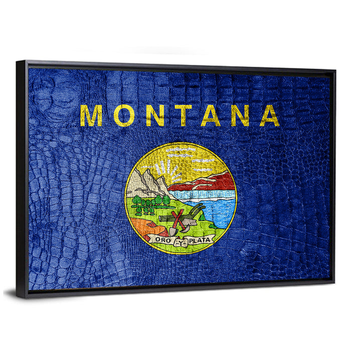 Montana State Flag Wall Art as a framed canvas