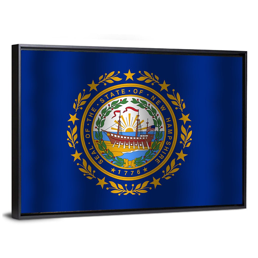 New Hampshire Flag with Ship Emblem Wall Art
