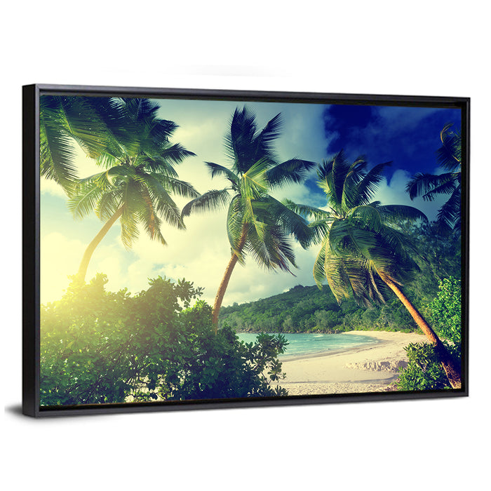 Takamaka Beach Sunset Wall Art as a framed canvas
