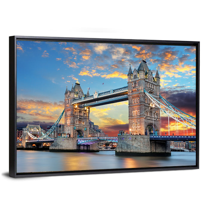 Tower Bridge at Sunset Wall Art as a framed canvas
