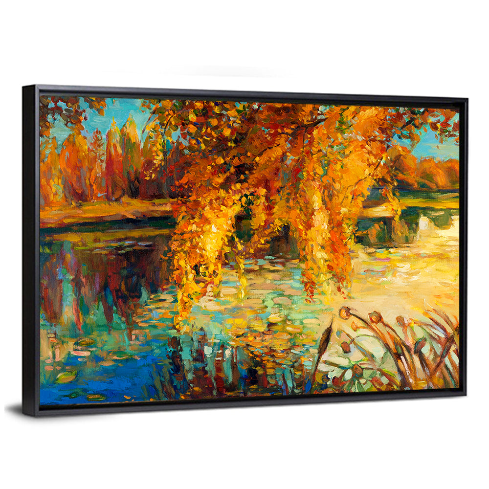 Autumn Lake with Weeping Willow Wall Art
