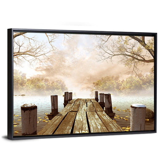Foggy Lake Dock Wall Art