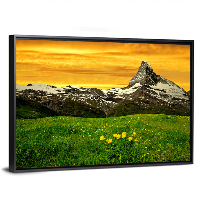Golden Hour at the Matterhorn Wall Art as a framed canvas