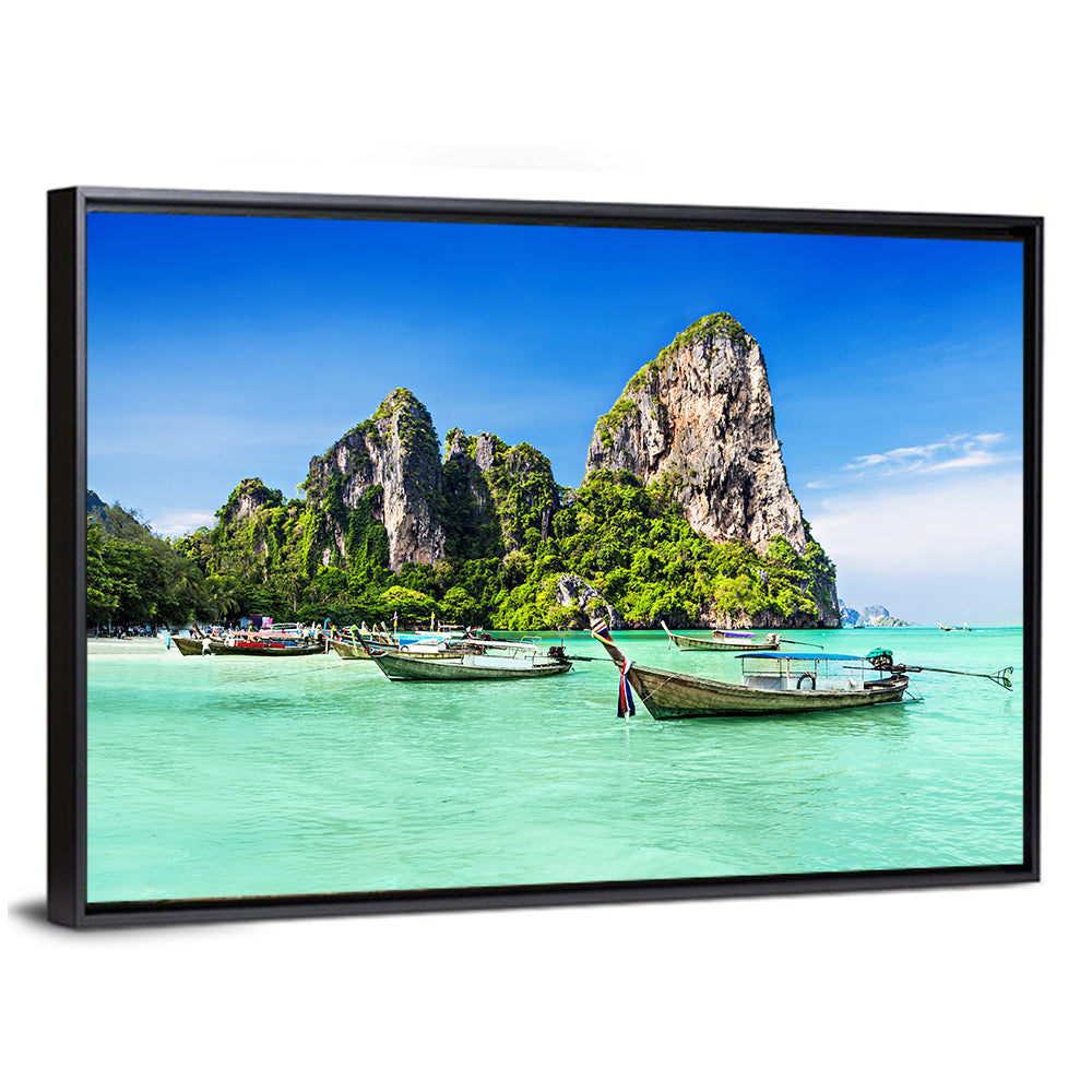 Railay Beach Long-tail Boats Wall Art