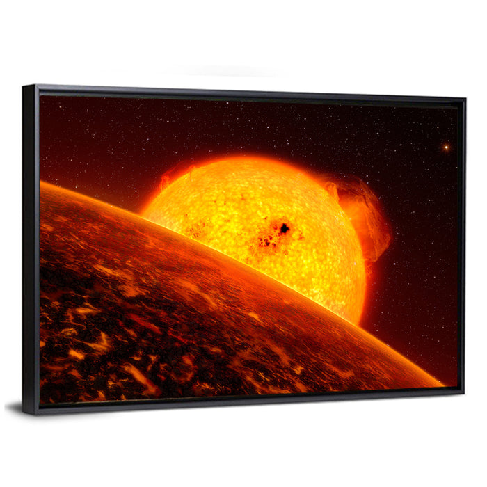 Red Sun from Space Wall Art as a framed canvas