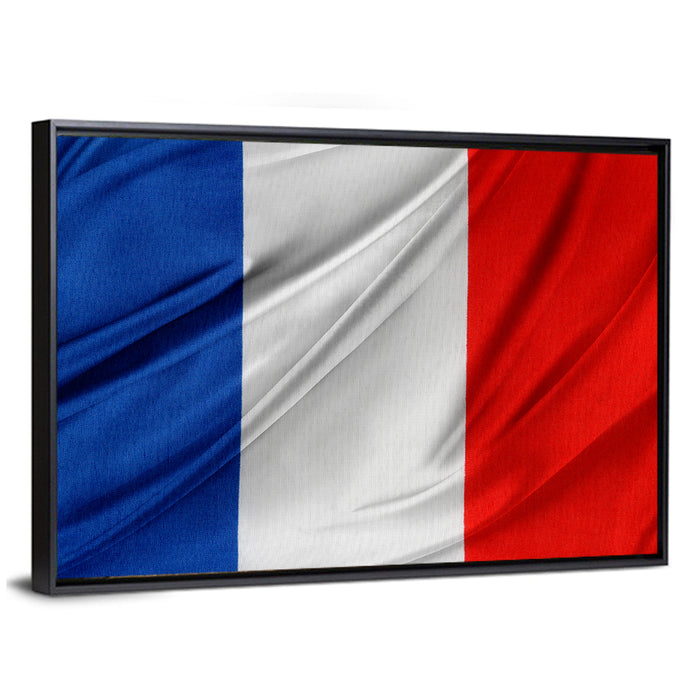 French Flag Tricolor with Folded Texture Wall Art as a framed canvas