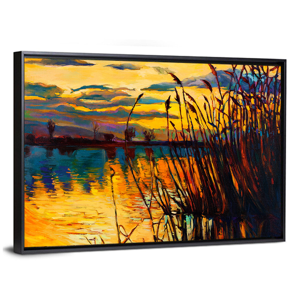 Sunset Lake with Reeds Wall Art