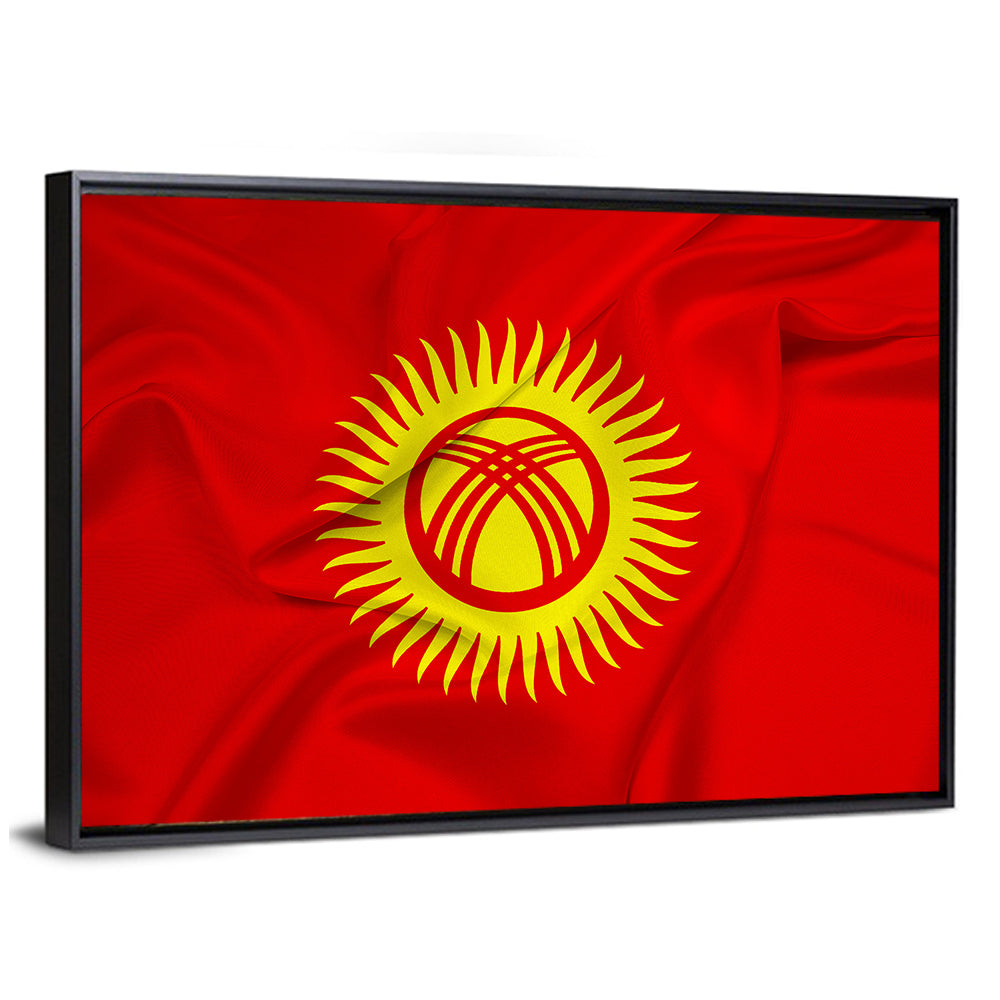 Kyrgyzstan Flag with Tunduk Emblem Canvas Wall Art