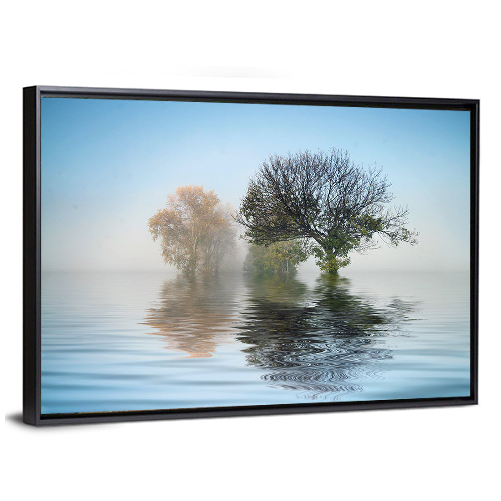 Misty Lake Reflection Wall Art