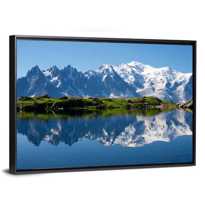 Mont Blanc Reflected in Cheserys Lake Wall Art as a framed canvas