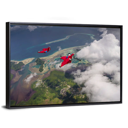 Wingsuit Duo Over Palau Coast Wall Art
