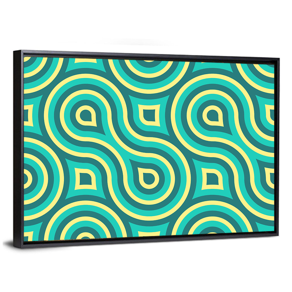 Retro Teal Geometric Pattern Wall Art