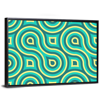 Retro Teal Geometric Pattern Wall Art