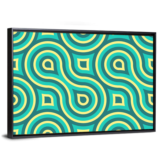 Retro Teal Geometric Pattern Wall Art